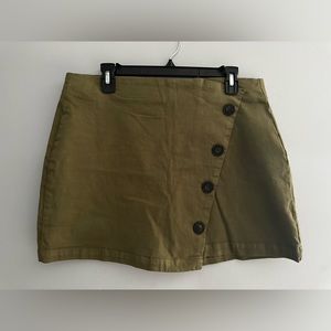 Olive Green side button skirt